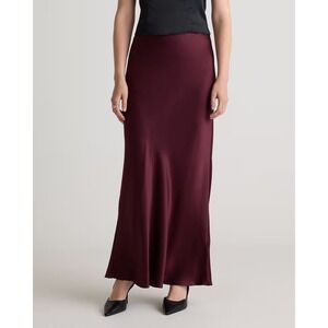 Quince Washable Silk Maxi Skirt Burgundy Medium New With Tags